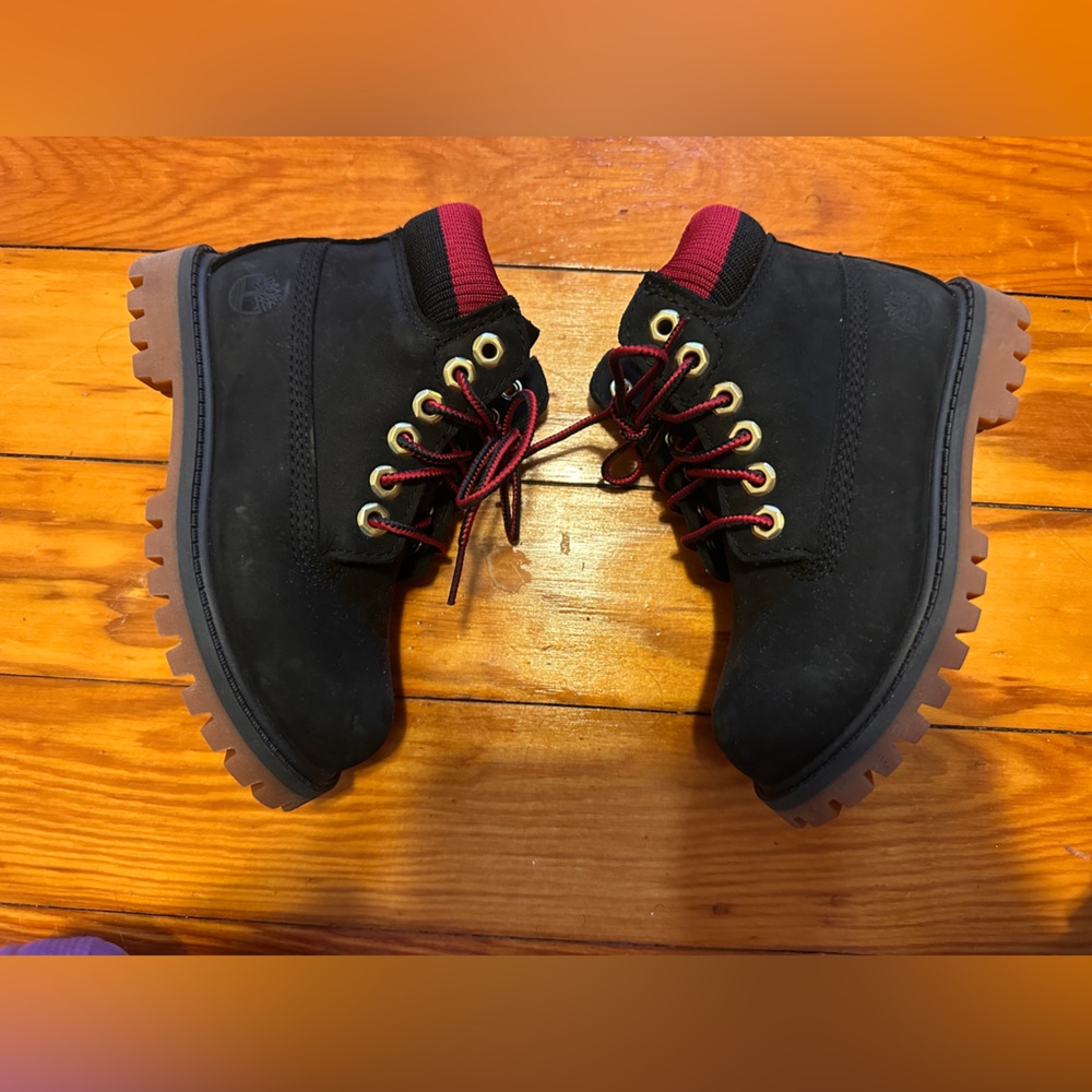 Timberland Kids Black and Red Boots